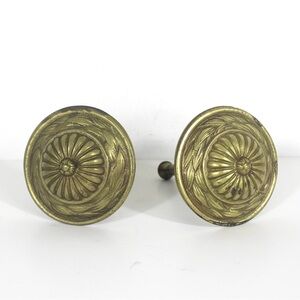 Vintage Pair of Solid Brass Curtain Tie Back Rosettes